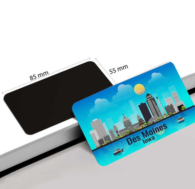 dhcrafts Rectangular Rubber Fridge Magnet / Magnetic Card Blue Lowa Des Moines Design Pack of 1 (8.6cm x 5.4cm)